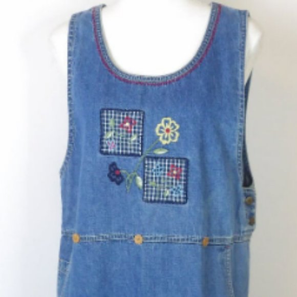 90s Vintage Blue Jean Denim Maxi Jumper / Size 8-10 - Picture 3 of 7